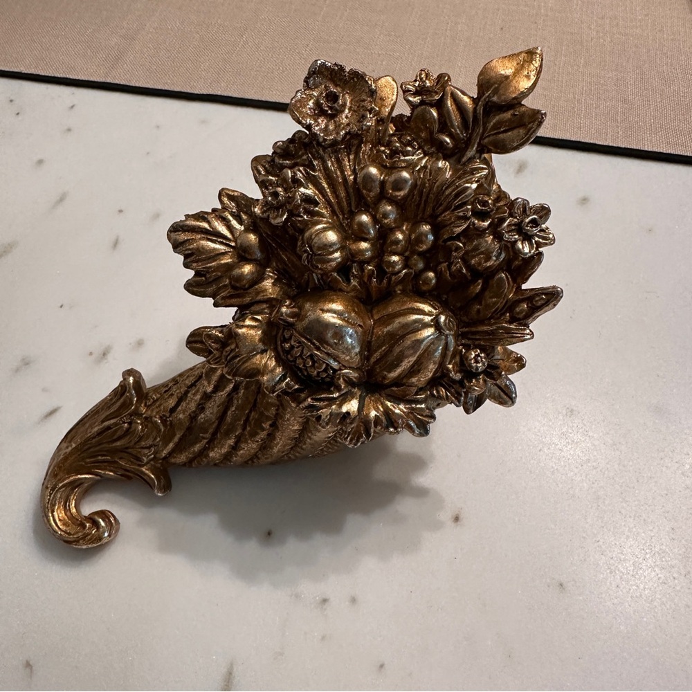 Gold Resin Cornucopia Fall Thanksgiving Home Decor